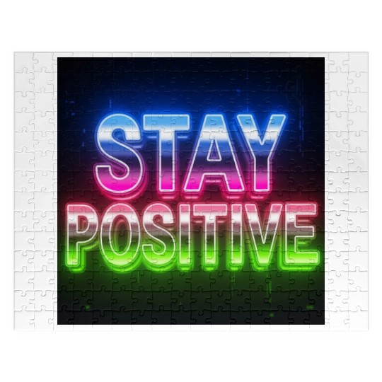 Neon Stay Positive Motivational Design Jigsaw Puzzles