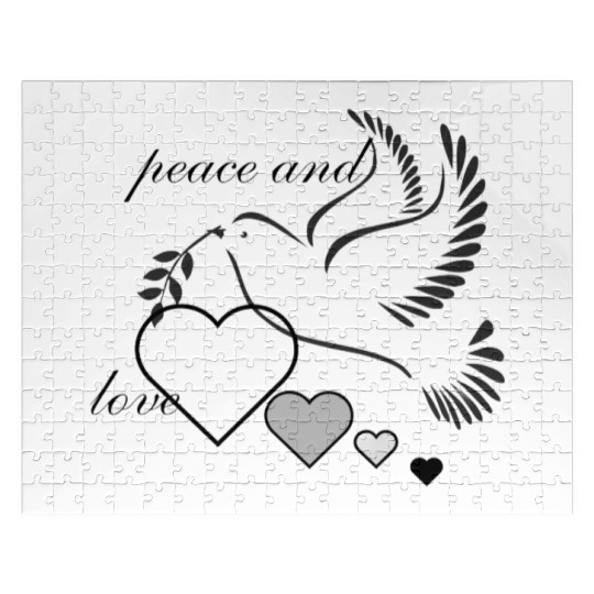 Dove of Peace with Heart and Olive Branch Jigsaw Puzzles