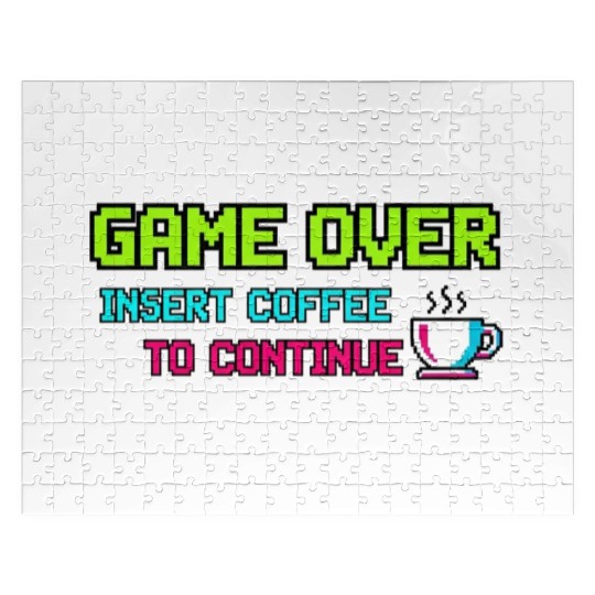 Pixelated Video Game Over Coffee Illustration Jigsaw Puzzles