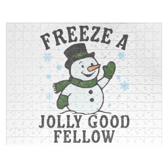 Frosty Snowman Jolly Greeting Design Jigsaw Puzzles