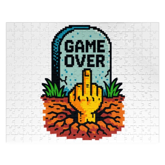 Retro Game Over Pixel Art Funny Gamer Design Jigsaw Puzzles