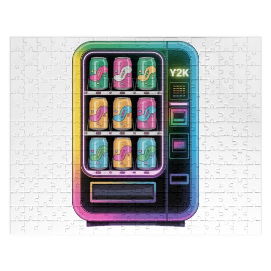 Y2K Cyber Vending Machine with Iridescent Drinks Jigsaw Puzzles
