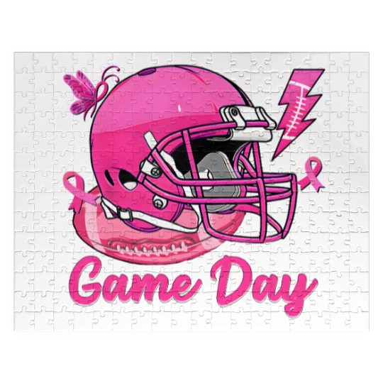 Game Day Pink American Football Tackle Breast Jigsaw Puzzles