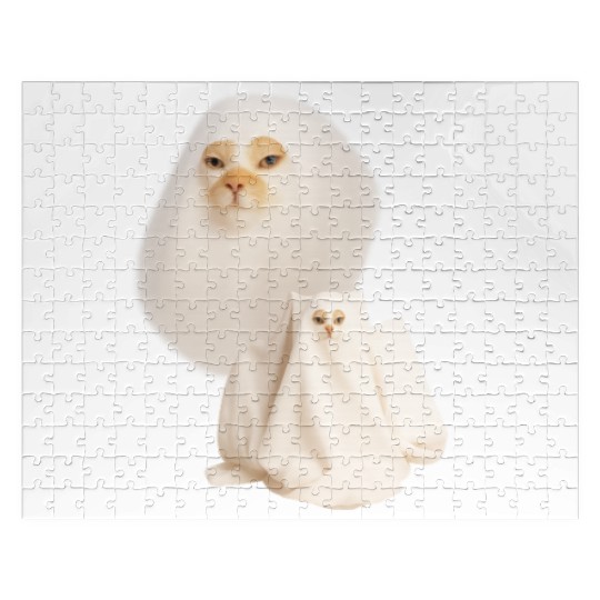 ghost cat meme funny halloween Jigsaw Puzzles