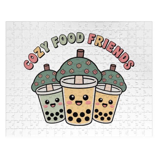 Cute Bubble Tea Cloud Trio Design Jigsaw Puzzles