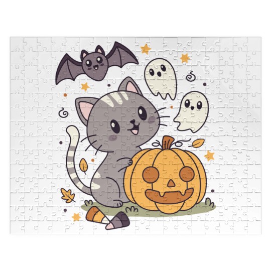 Halloween Kawaii Cat Bat Pumpkin Jigsaw Puzzles
