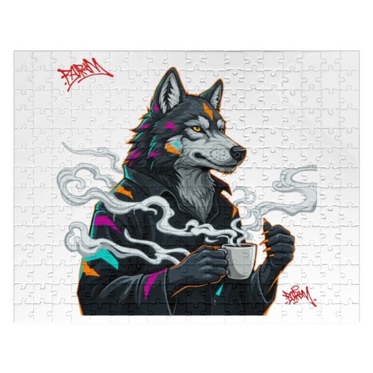 anthropomorphic wolf streatwear Jigsaw Puzzles