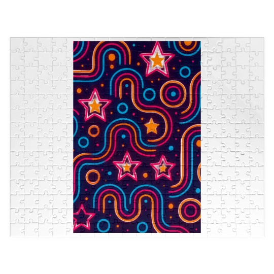 Neon Starburst Cosmic Pattern Jigsaw Puzzles
