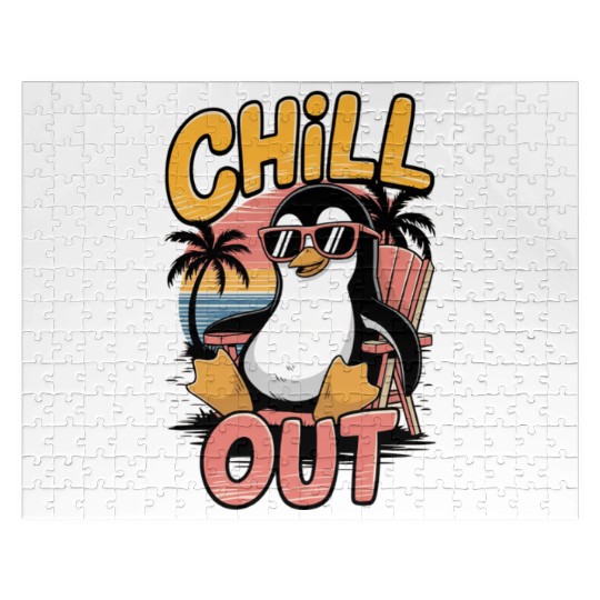 Chill Out Penguin Summer Vibes Jigsaw Puzzles