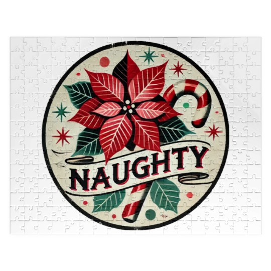Festive Poinsettia Naughty Holiday Design Jigsaw Puzzles