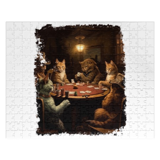 Pop Art Gambling Cat Playing Poker Cards Jigsaw Puzzles