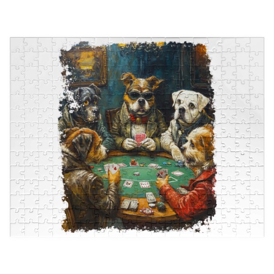 Playing Card Gambling Dog Playing Poker Cards Jigsaw Puzzles