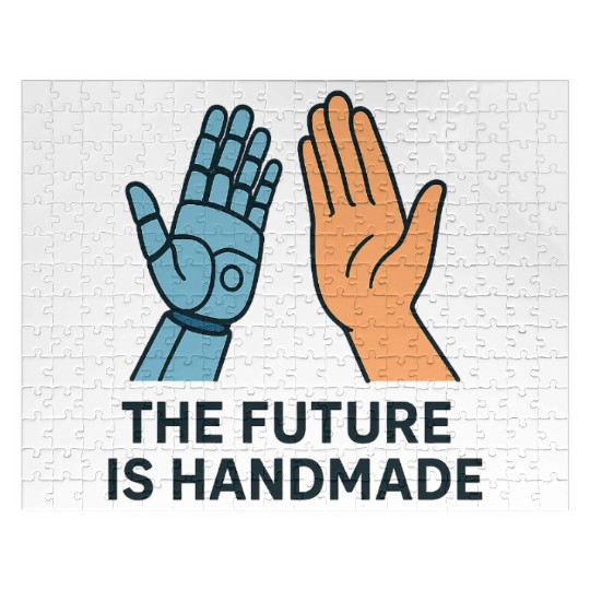 The Future Is Handmade – Human & Robot High Five T Jigsaw Puzzles