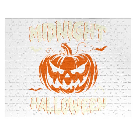 Midnight Halloween Pumpkin Scary Jack-O-Lantern Jigsaw Puzzles