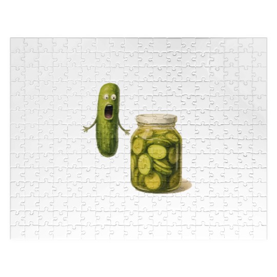 Whimsical Pickle Cucumber Character Jigsaw Puzzles