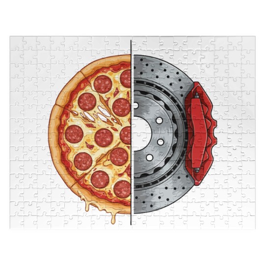 Pizza and Brake Disc Dual Art Jigsaw Puzzles