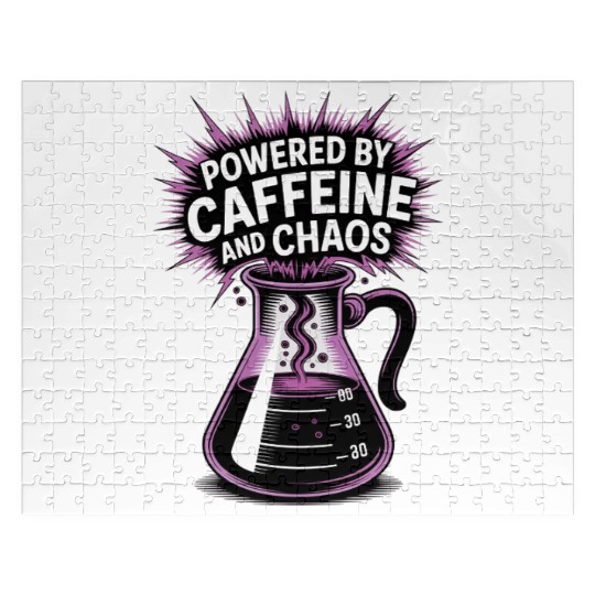 Powered by Caffeine and Chaos Funny Energy Quote Jigsaw Puzzles