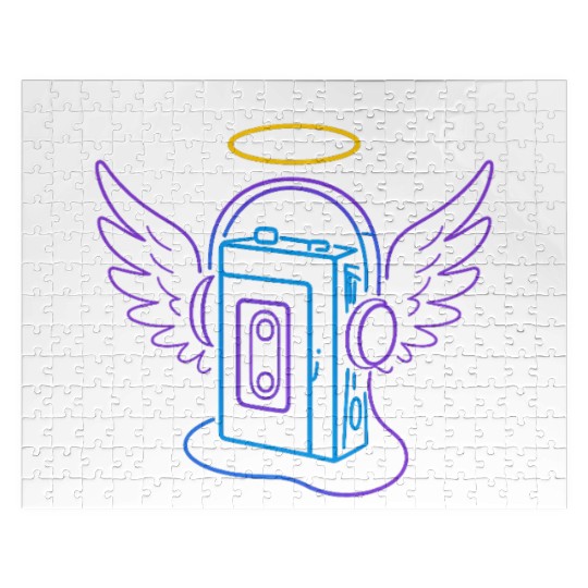 Celestial Audio Girl with Angel Wings Jigsaw Puzzles