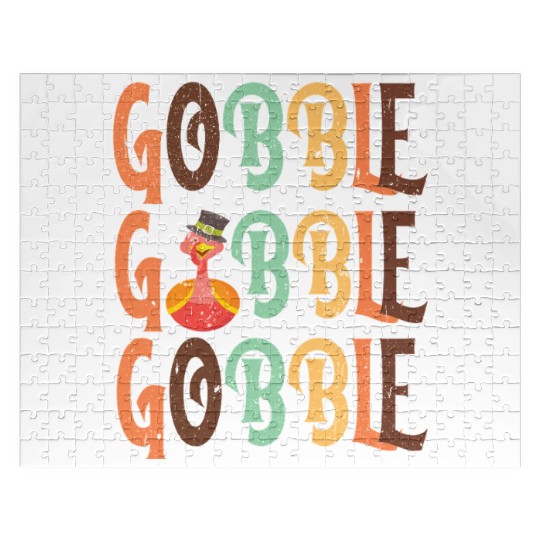 Festive Turkey and Gobble Text Pattern Jigsaw Puzzles