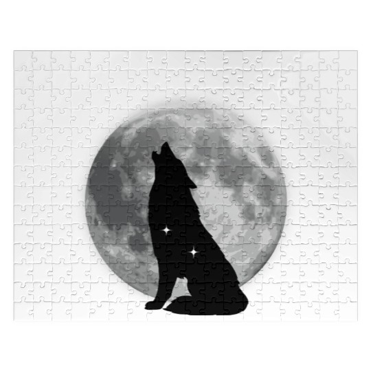 Wolf Howling at Full Moon Design Jigsaw Puzzles