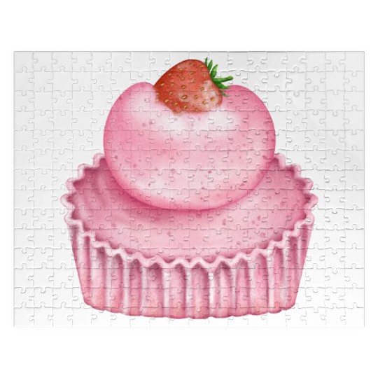 Strawberry Pink Pastry Design Jigsaw Puzzles