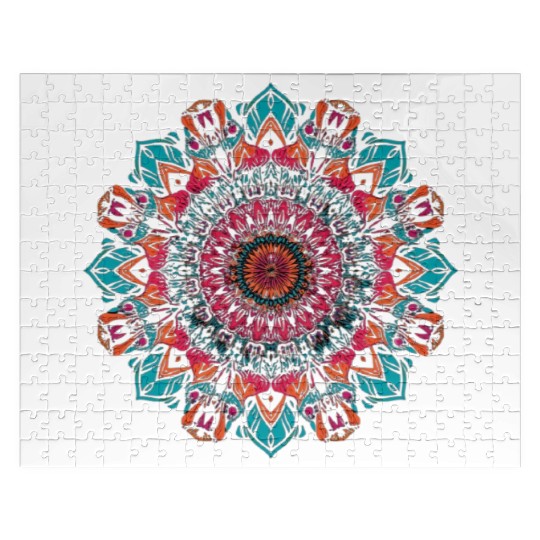 Vivid Floral Mandala Pattern Jigsaw Puzzles
