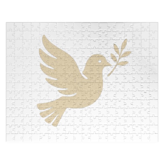 Elegant Dove with Olive Branch Design Jigsaw Puzzles