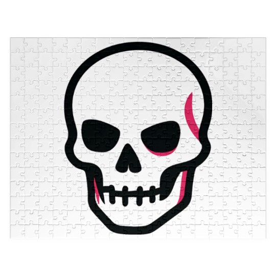 Neon Pink Skull Graphic Design Jigsaw Puzzles