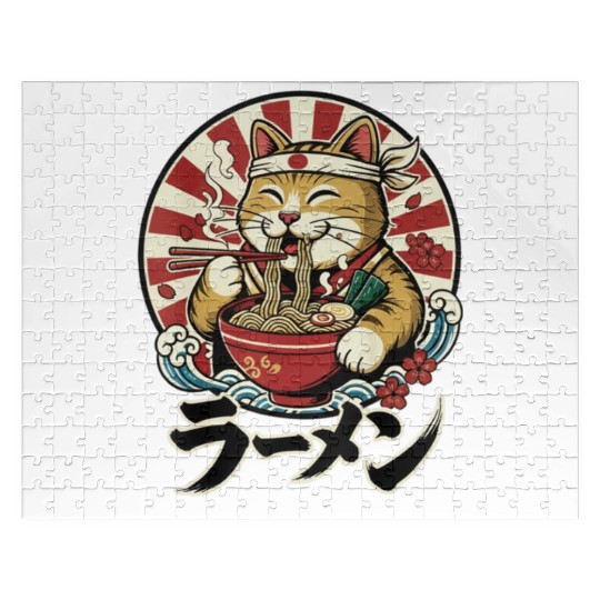 Victory Cat Ramen Illustration Jigsaw Puzzles
