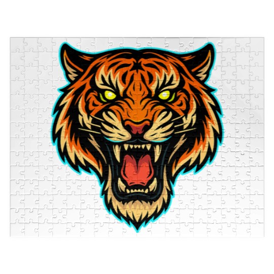 Vibrant Roaring Tiger Illustration Jigsaw Puzzles