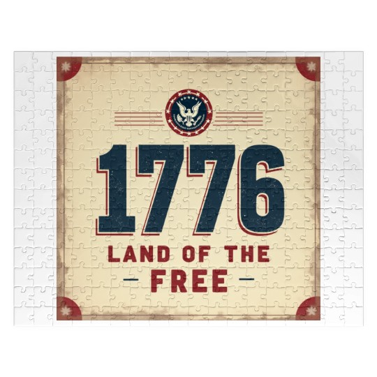 1776 Land of the Free Patriotic Emblem Jigsaw Puzzles
