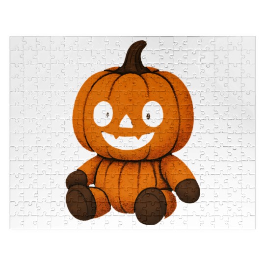 Pumpkin Plush Toy with Jack-o'-Lantern Face Jigsaw Puzzles