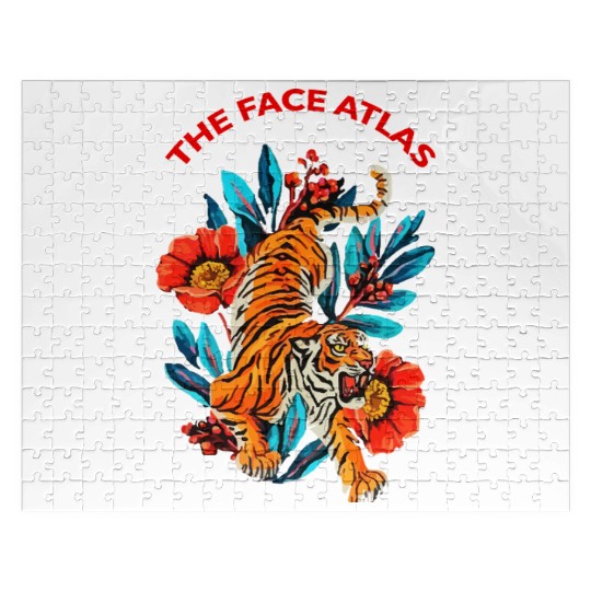 Vibrant Tiger and Floral Tattoo Style Jigsaw Puzzles