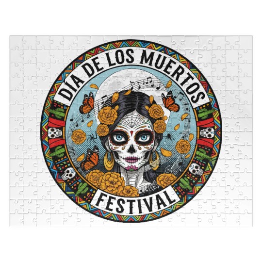 Vibrant Día de los Muertos Skull Jigsaw Puzzles