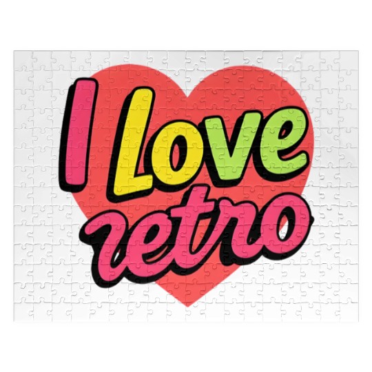 Retro Love Heart Graphic Design Jigsaw Puzzles