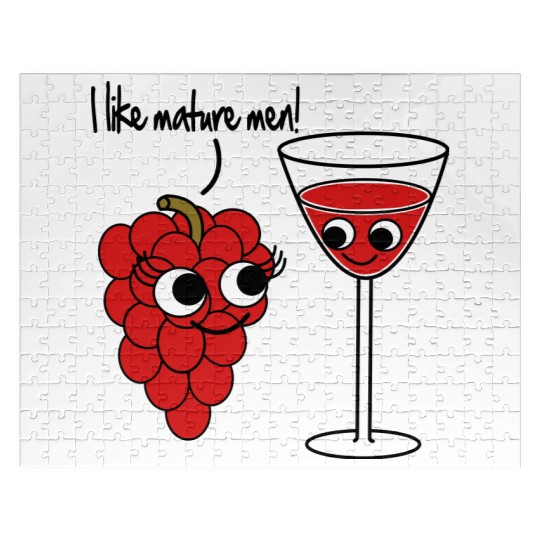 "I like mature men" Grape / Wine Vector Design Jigsaw Puzzles