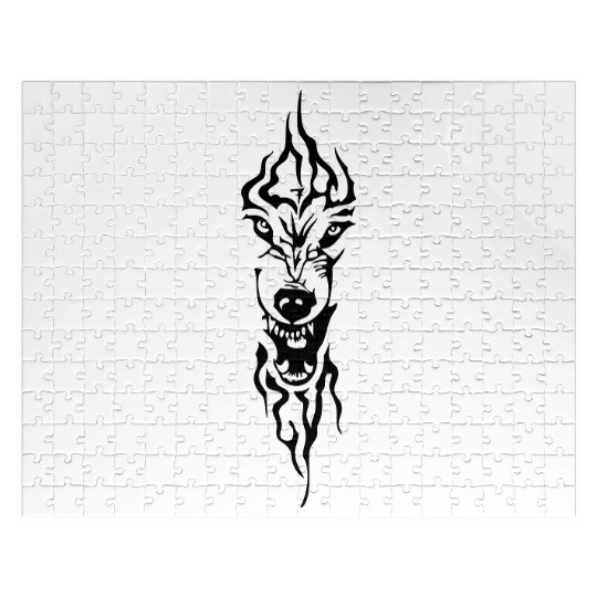 vicious wolf tribal Jigsaw Puzzles