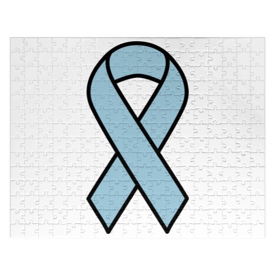 Light Blue Prostate Cancer Ribbon Jigsaw Puzzles