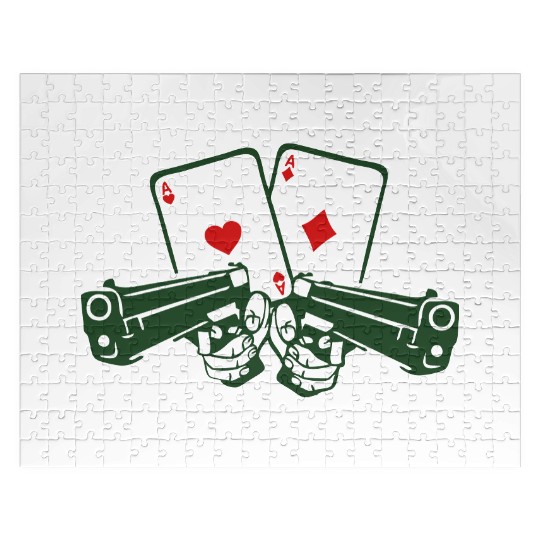 pistol poker card ace gun weapon revolve Jigsaw Puzzles