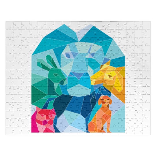 Lion Rabbit Cat Horse Dog Goat Low Polygon Jigsaw Puzzles