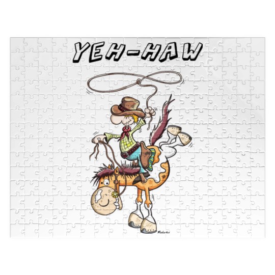 Yeh-Haw Cowboy - Pinto Horse - Western - Gift Jigsaw Puzzles