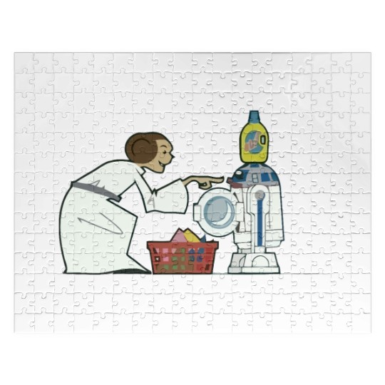 Funny Star Wars r2d2 and Leia comic Jigsaw Puzzles