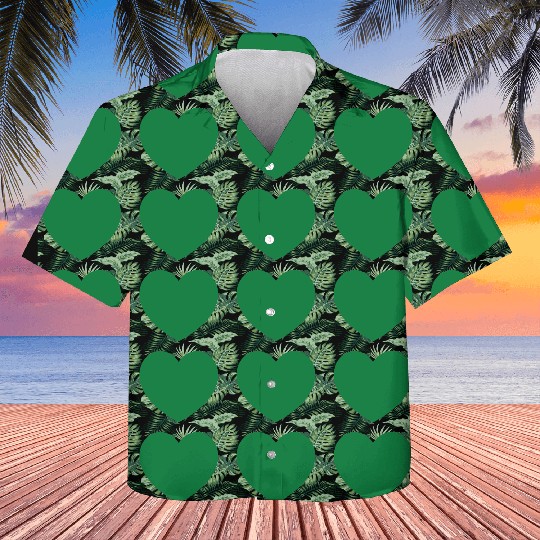 Dark Green Heart Kids Hawaiians