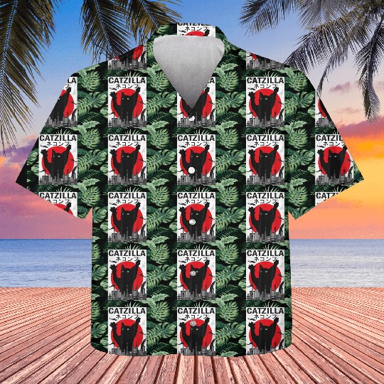 Vintage Catzilla Japanese Sunset Style Kids Hawaiians