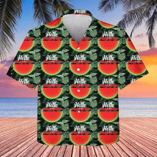 Hello Summer, Hello summer slogan on watermelon Kids Hawaiians