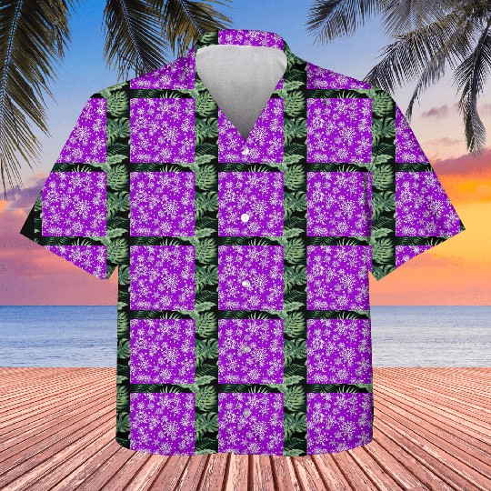 Purple Snowflakes Pattern Kids Hawaiians