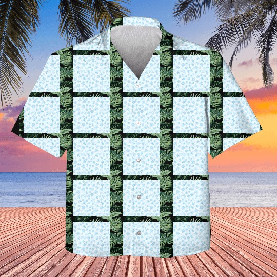 Elegant Snowflakes Pattern White Blue Kids Hawaiians