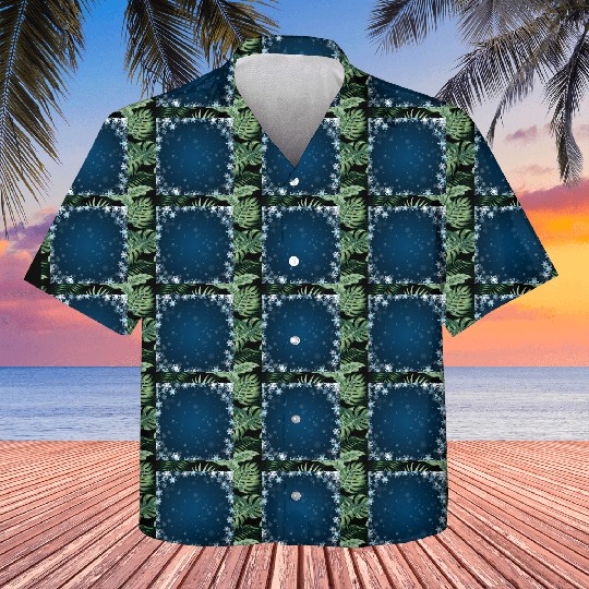 Navy Blue White Snowflakes Pattern Kids Hawaiians