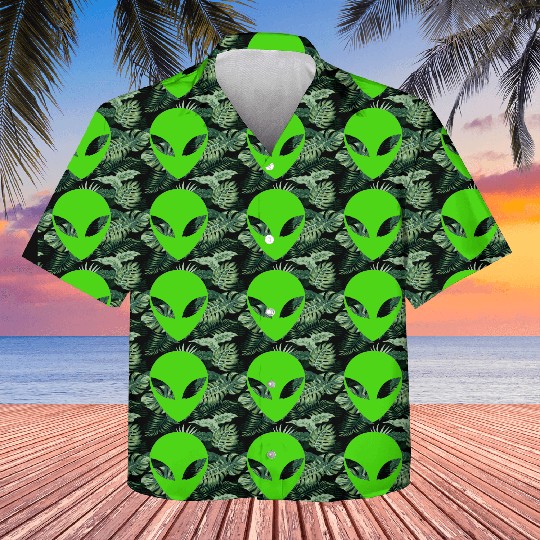 Green Alien Head Kids Hawaiians