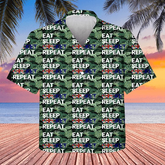 Eat Sleep Cricket Repeat AUS Flag Sports Gift Kids Hawaiians